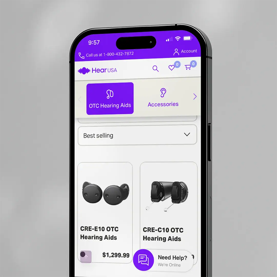 Hearing Aid Network Shopify Market Place mobile phone view