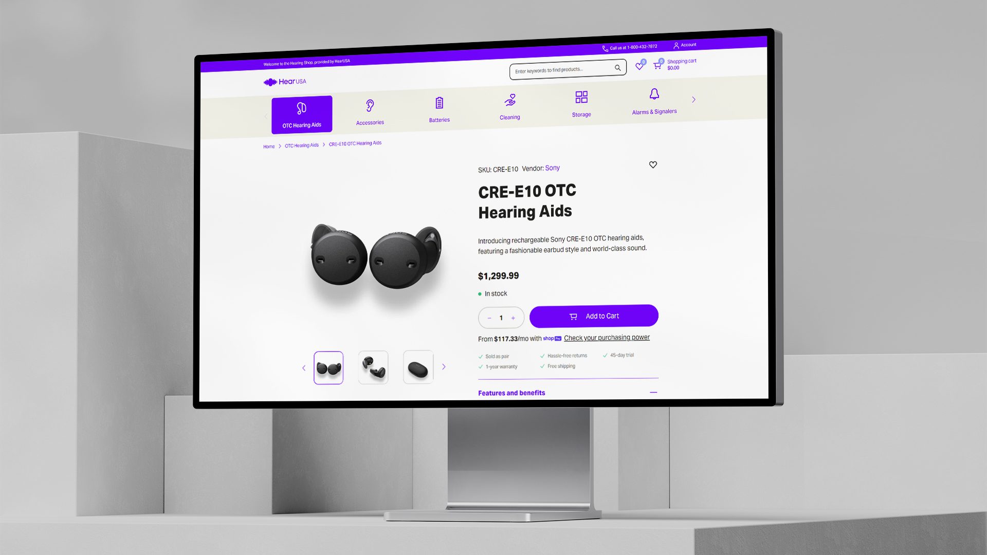 Hearing Aid Network Shopify Market Place on desktop computer