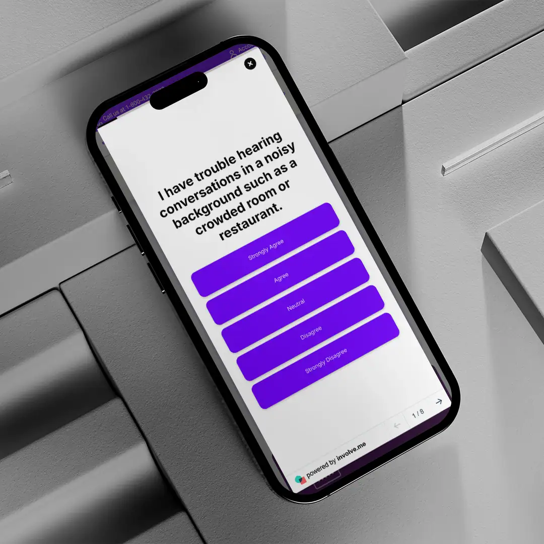 Hearing test displayed on mobile phone