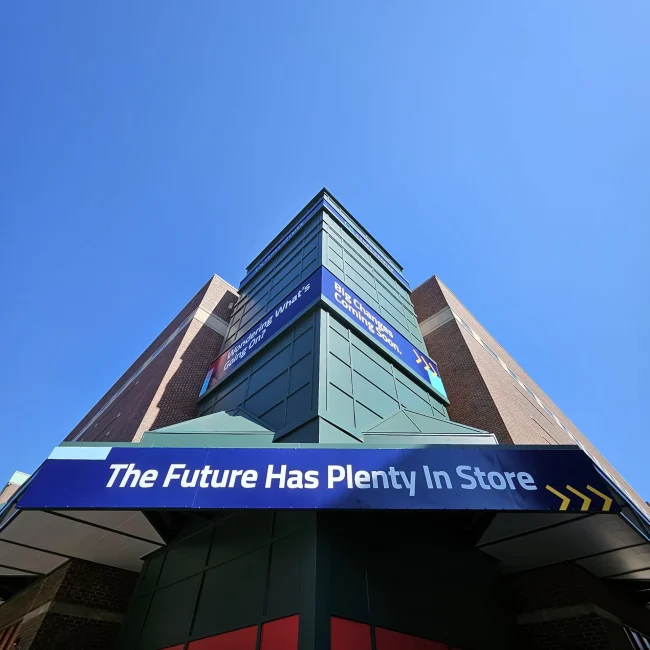 picture of multiple print ads on a building