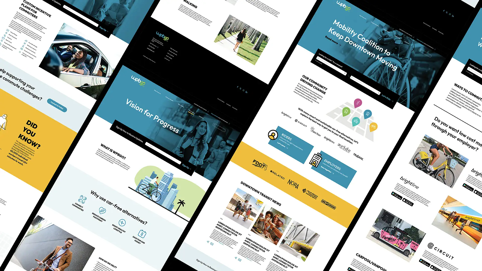 Accessible, modern website layout promoting sustainable mobility solutions.
