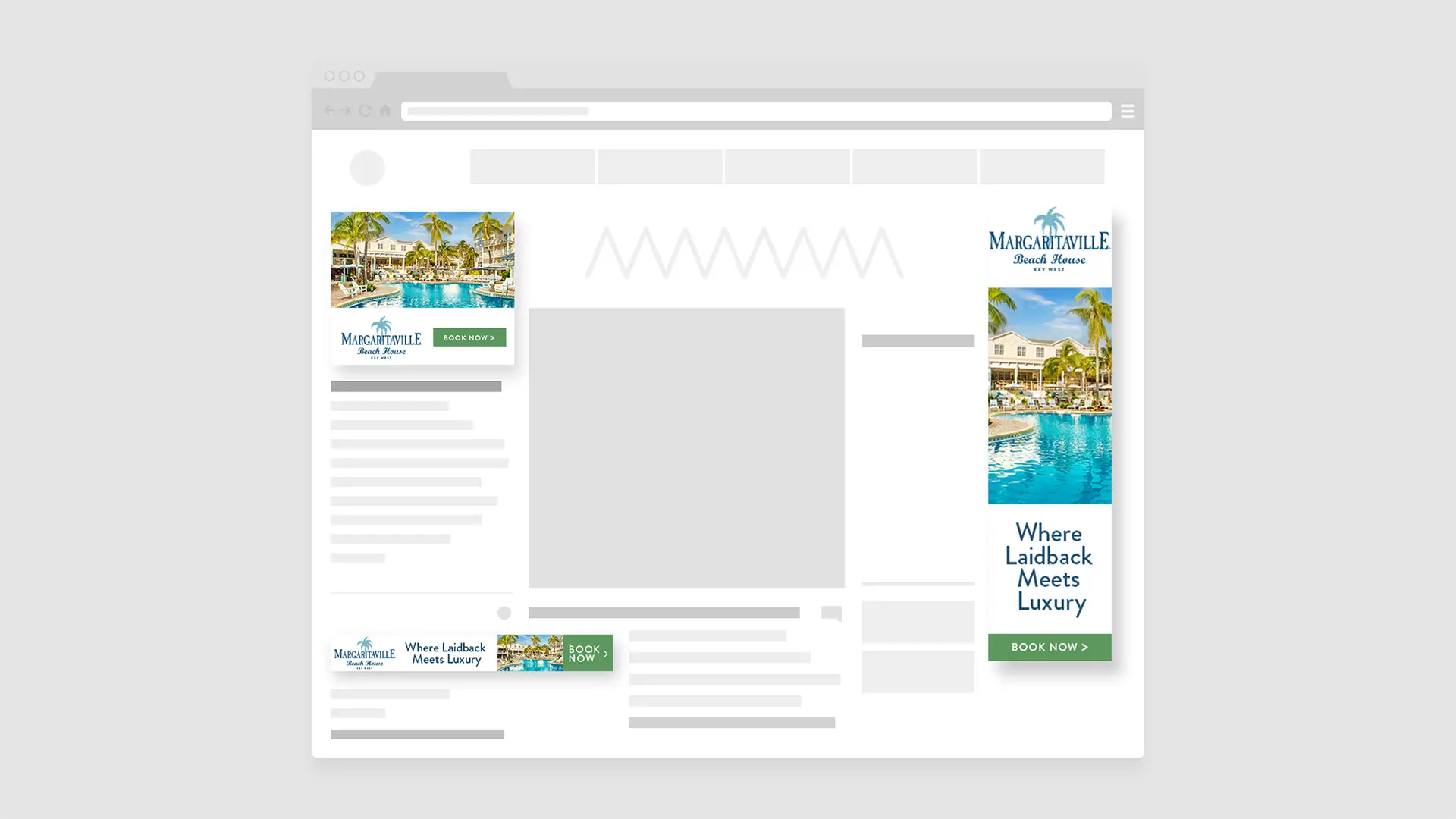 mock up of retargeting ads for margaritaville