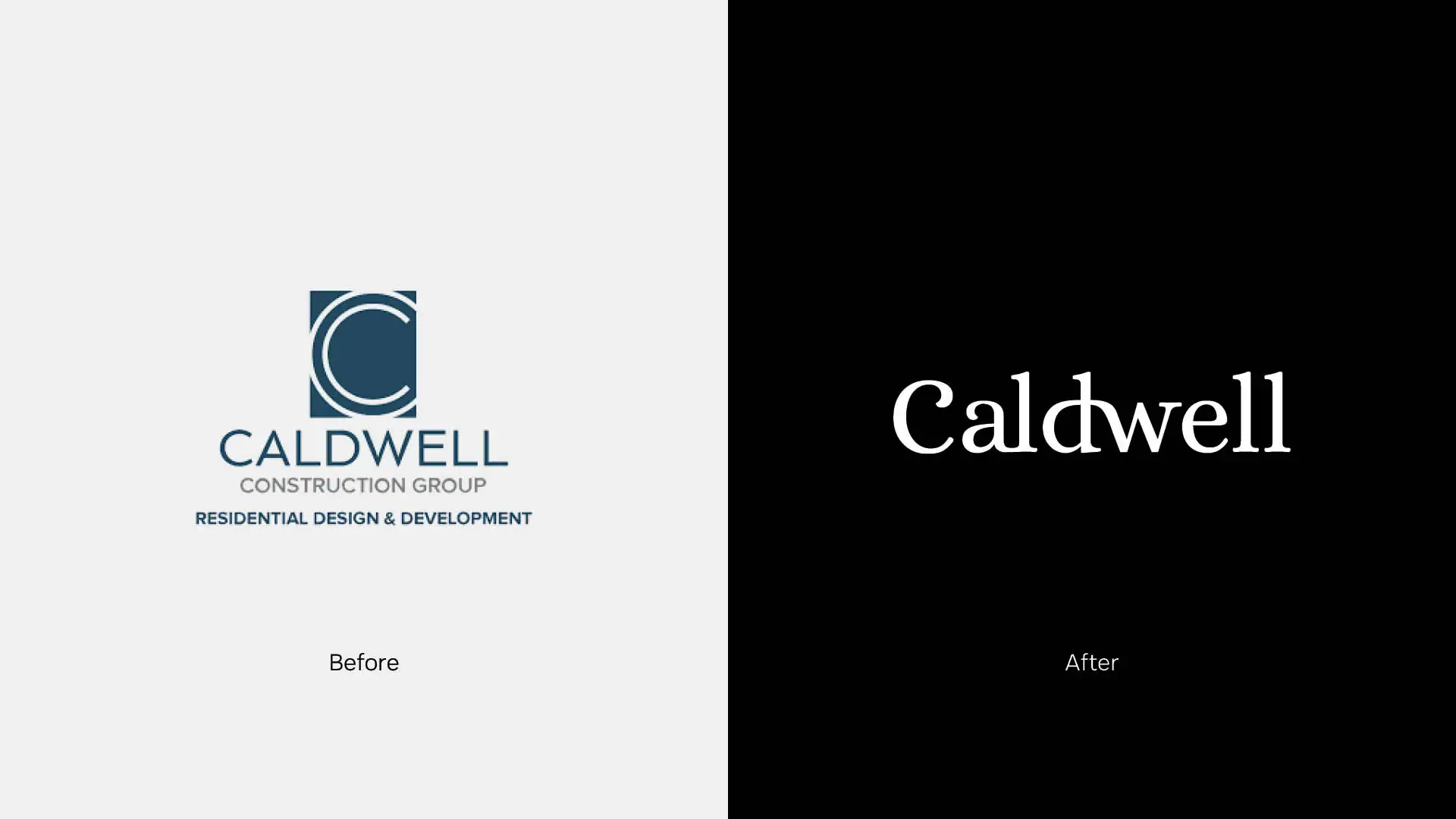 before and after picture of the Caldwell logo