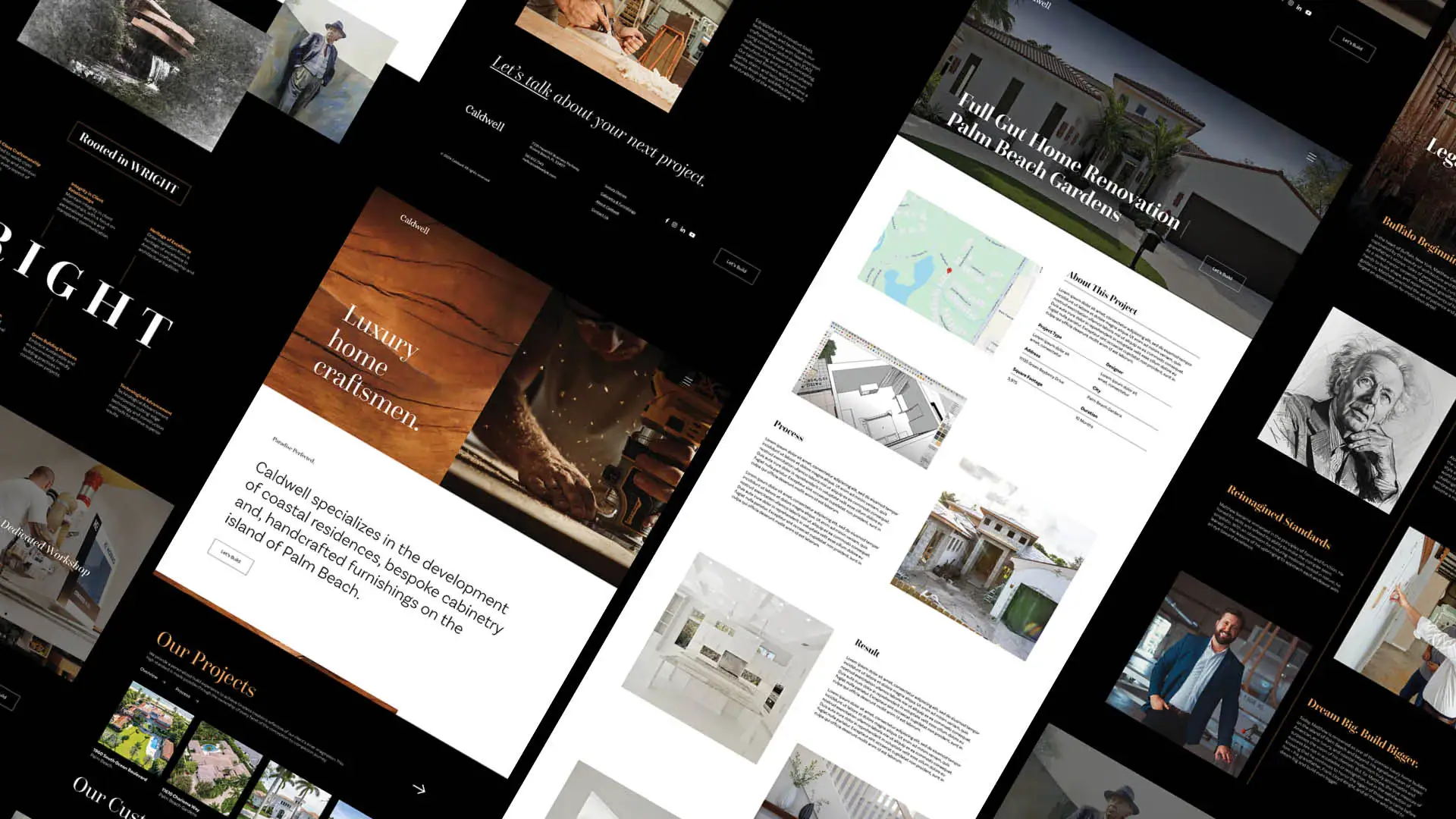 multiple images of a new website design for caldwell