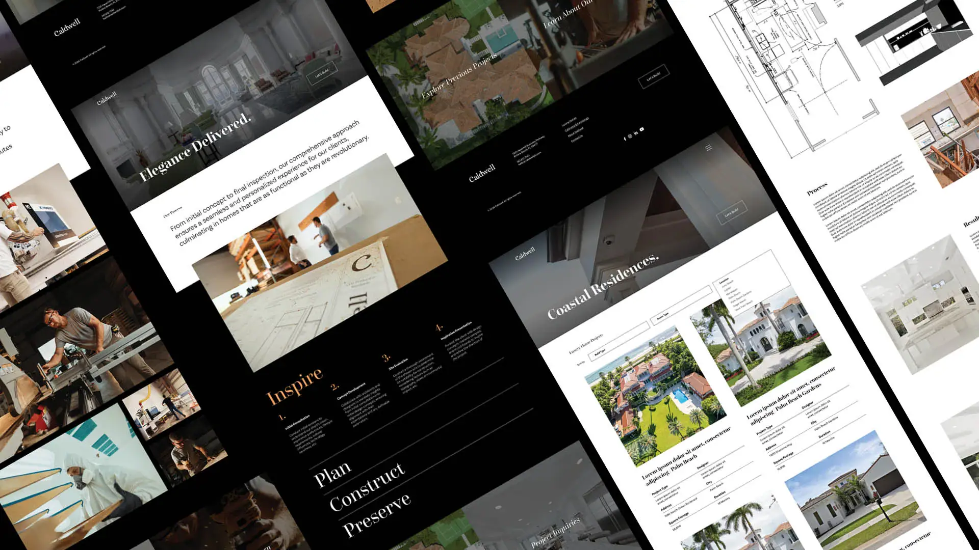 multiple images of a new website design for caldwell