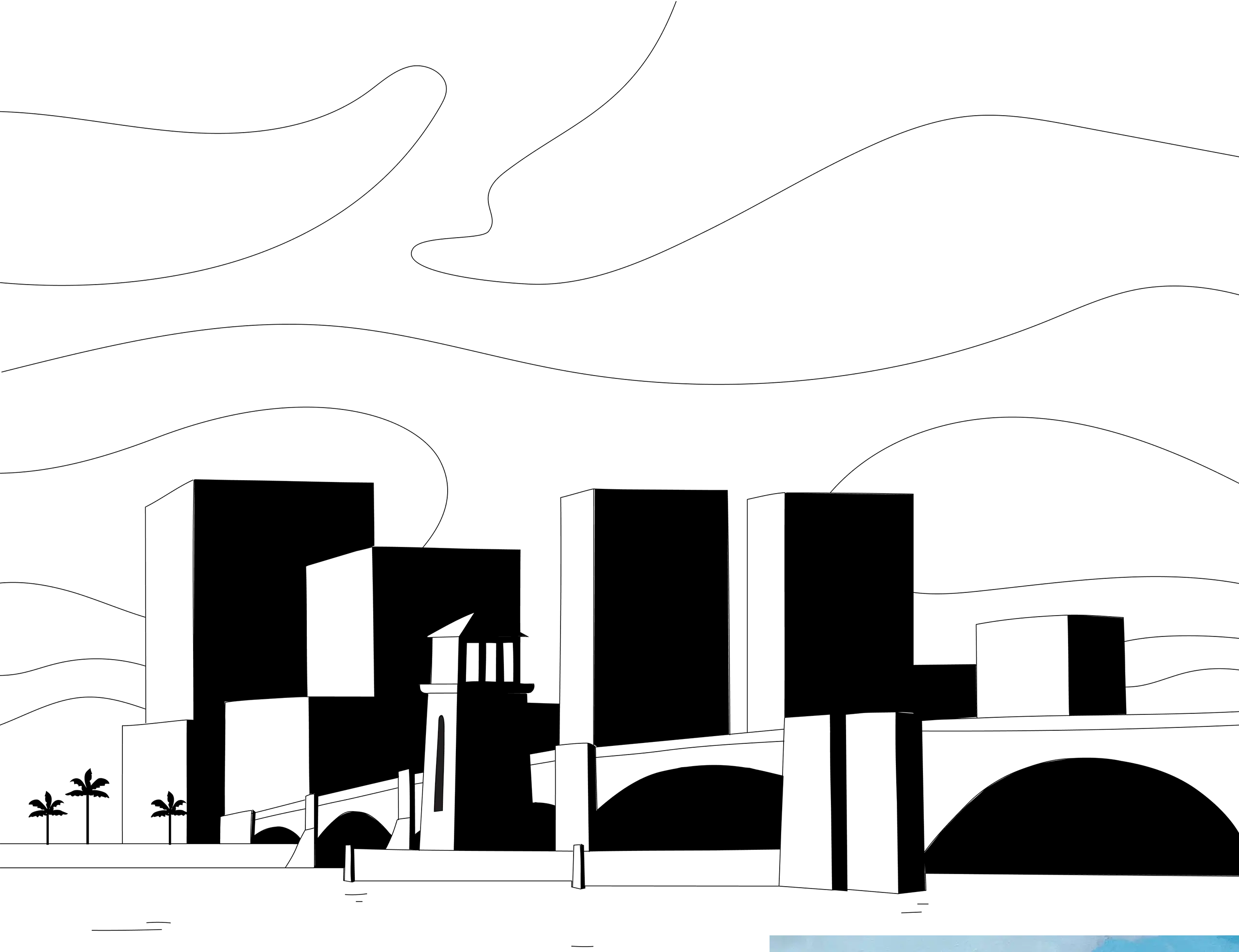 black outline of skyline of west palm beach