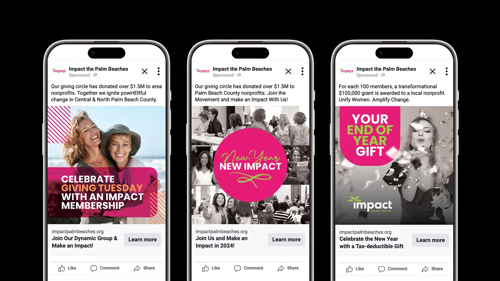 Social media mockup of project for Impact The Palm Beaches.