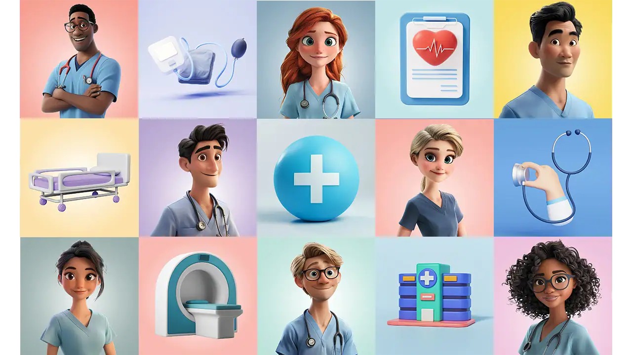 Animated Nurses and Medical Devices for Med Pro Trade booth