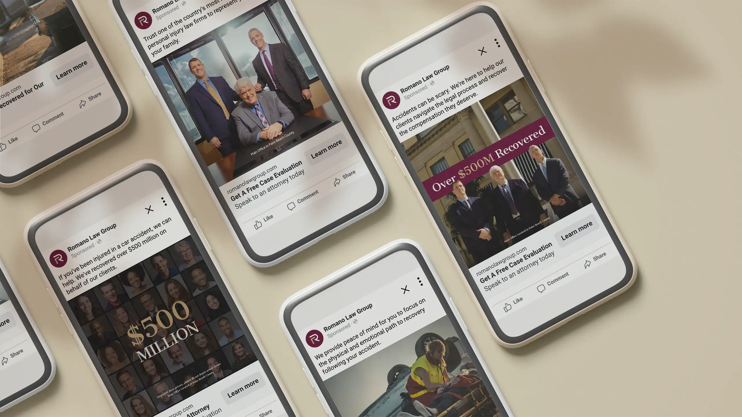 Romano Law Group mobile phone ads