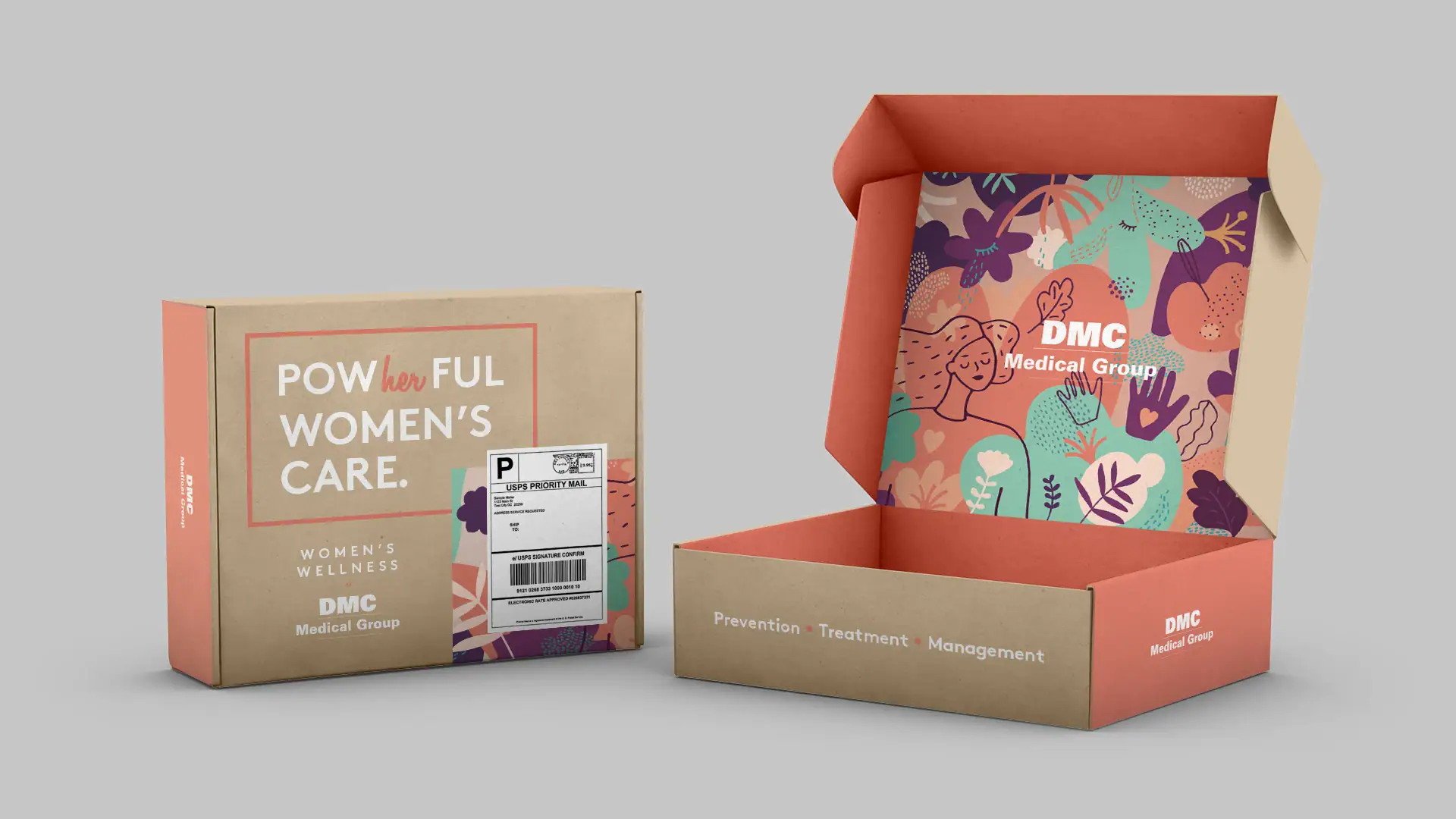 Shipping box mockup of Women's Service Campaign