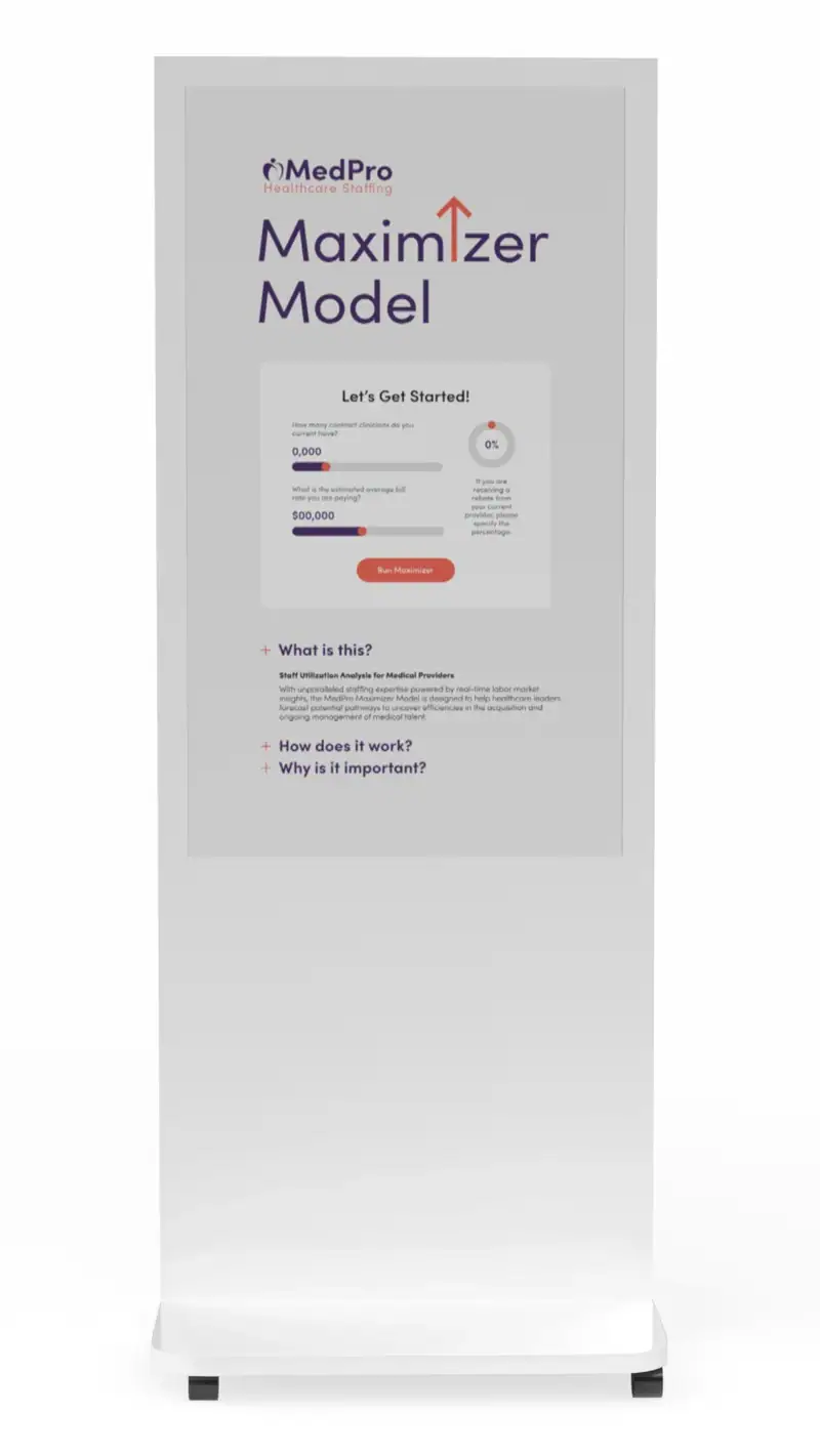 mock up a touchscreen for a trade show booth with a slider tool activated