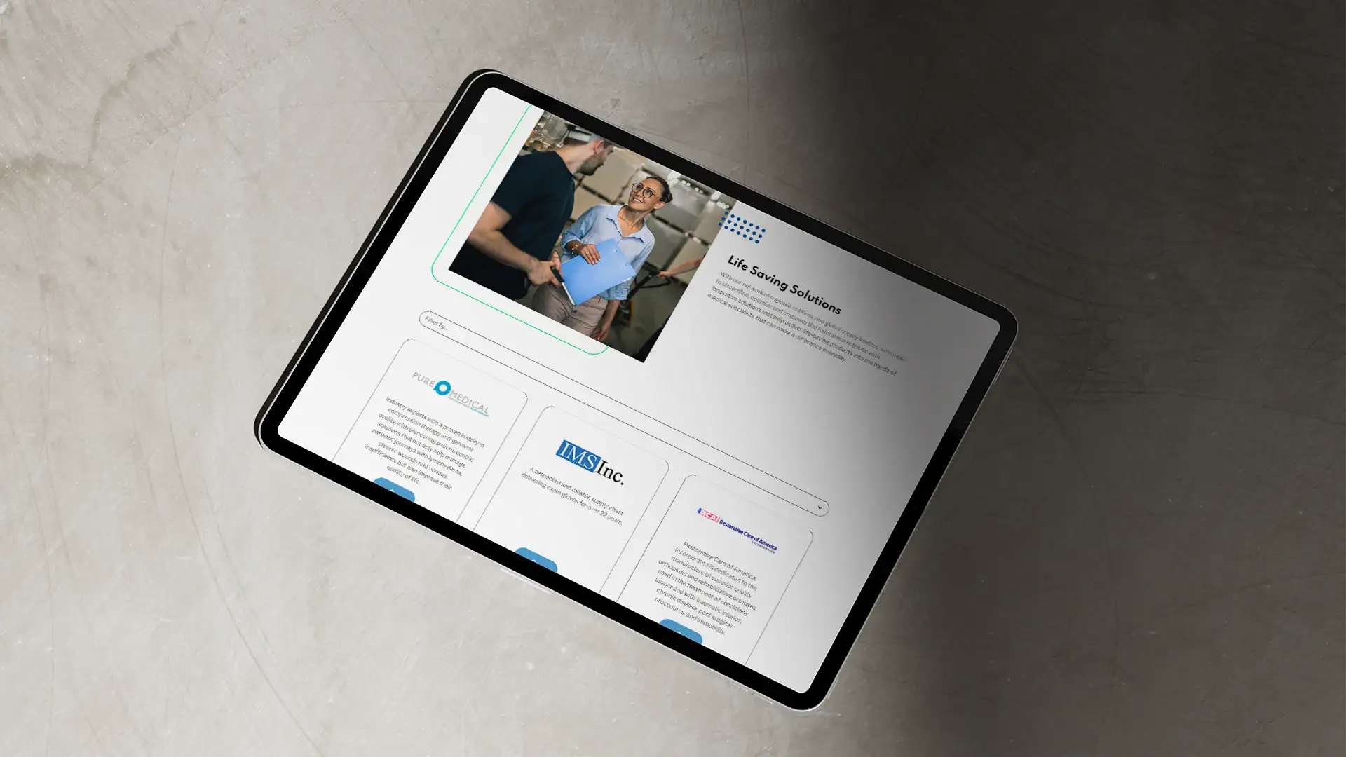 tablet with a webpage loaded on it