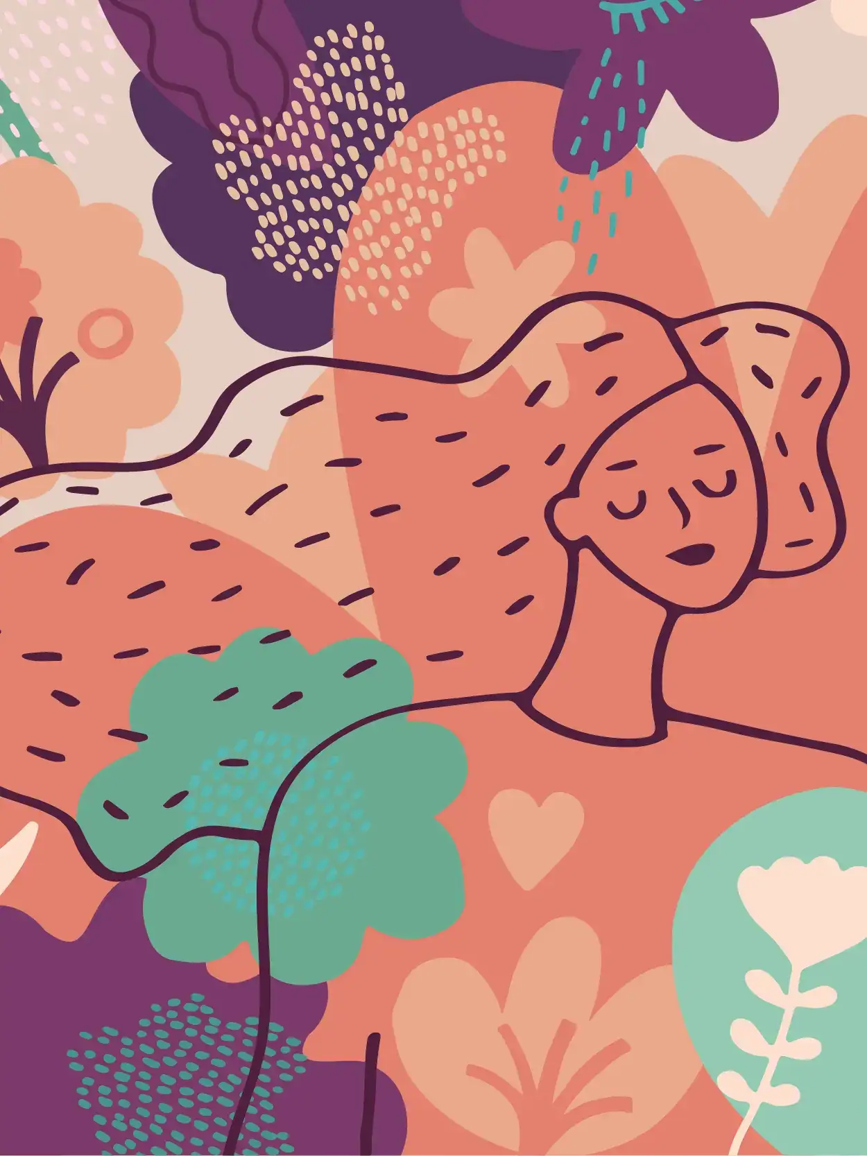 graphic of a women surrounded by nature