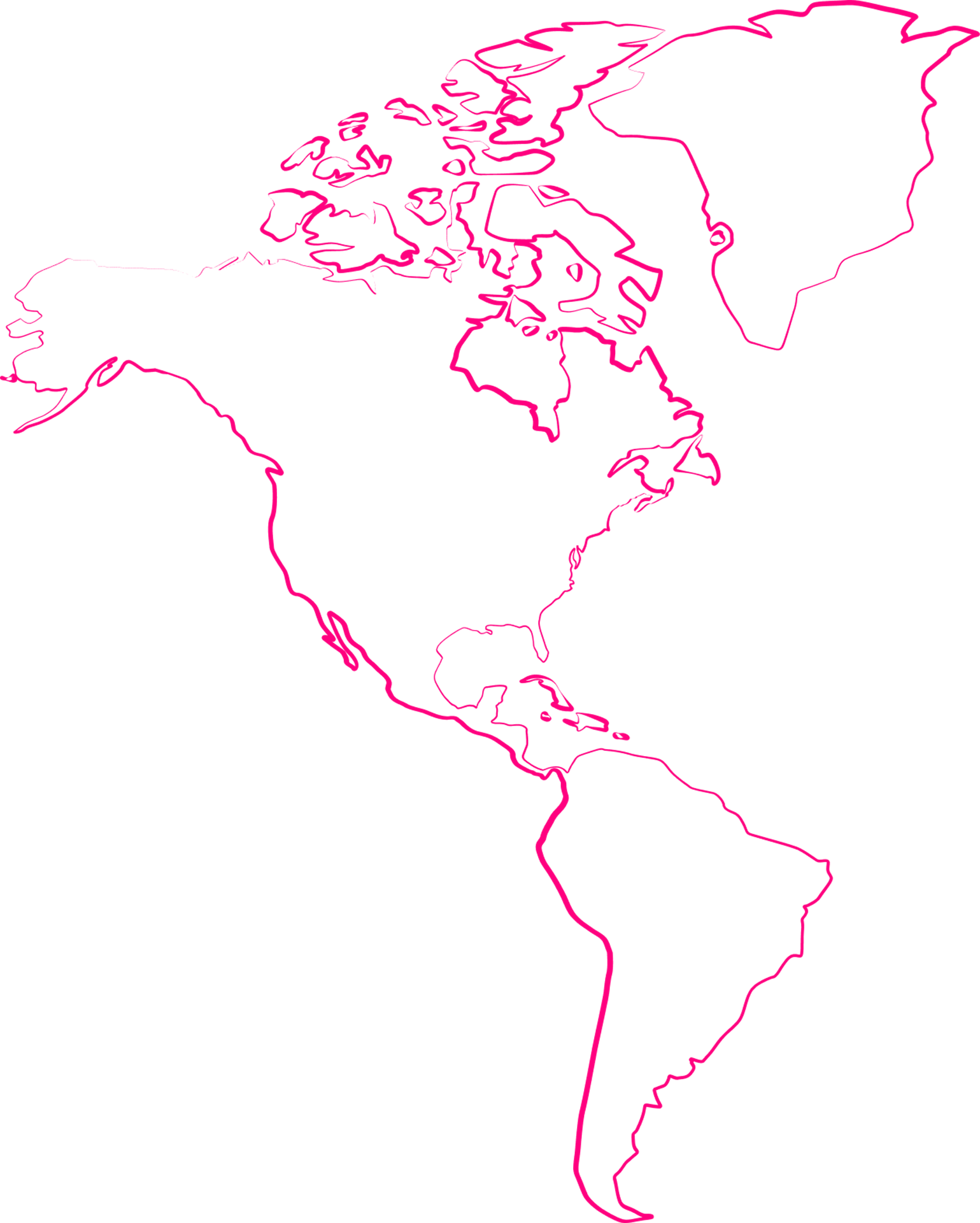 Pink silhouette of a woman with long hair, facing sideways.