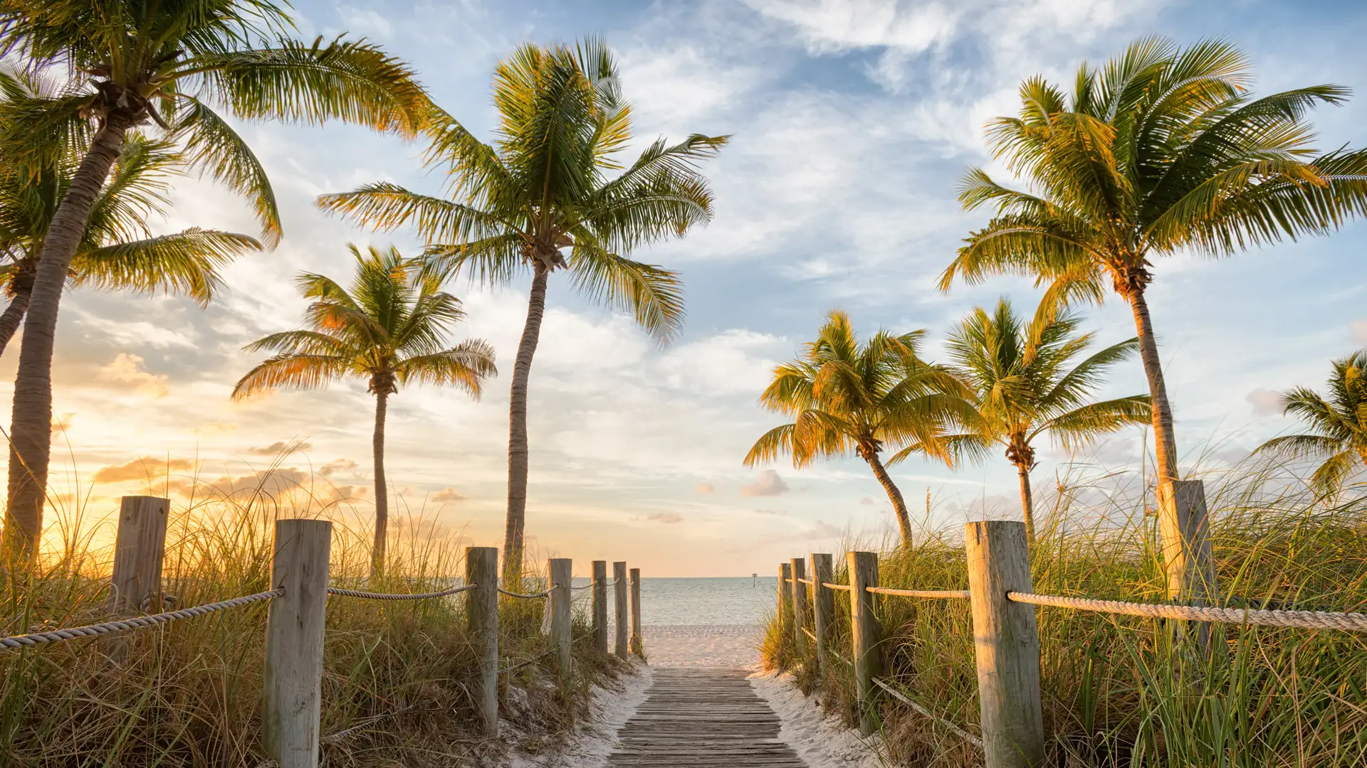 Walkway out to beach during sunset
