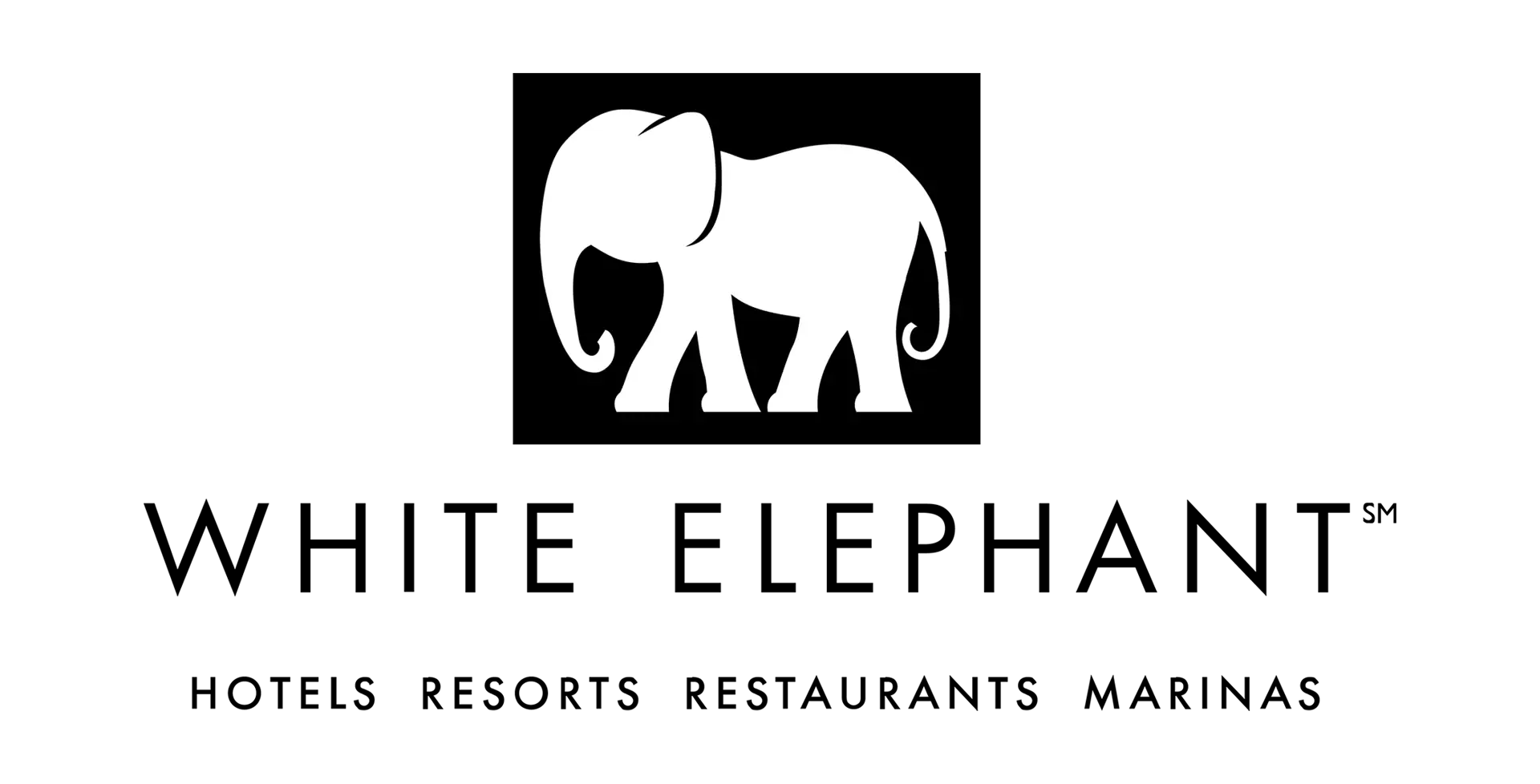 Silhouette of a white elephant on a black background, emphasizing simplicity and elegance.