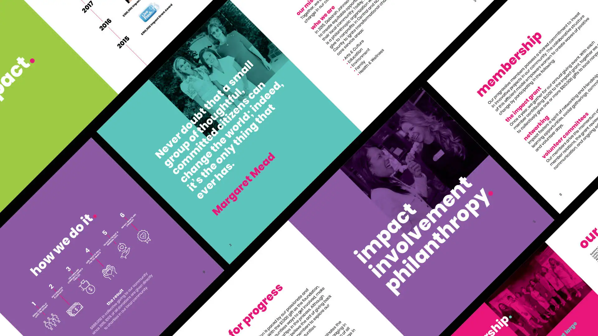 multiple squares on an angle with mockup of impact the palm beaches website