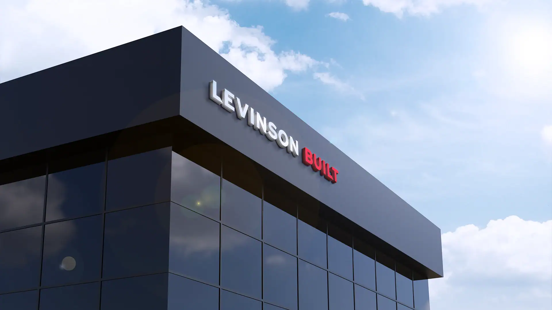 Signage on side of building mock up of Levinson Built