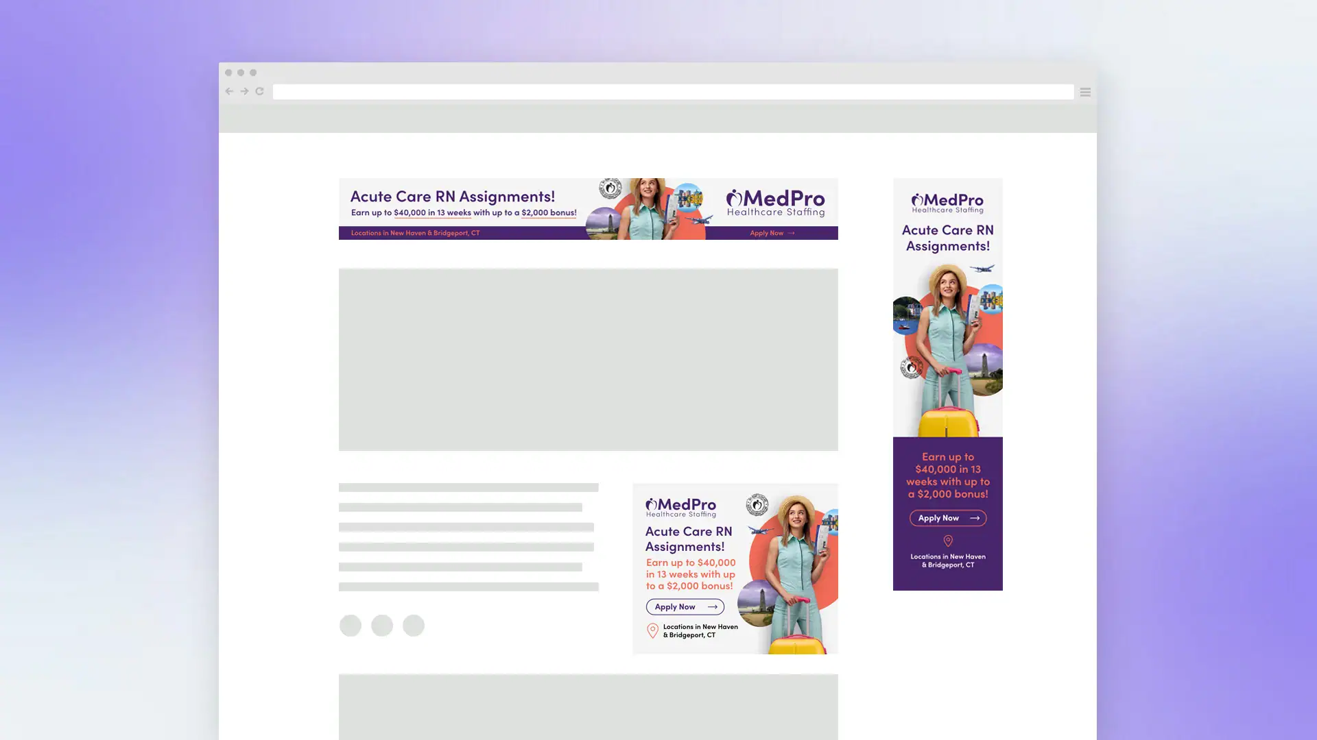 MedPro Healthcare Staffing retargeting ads mockups
