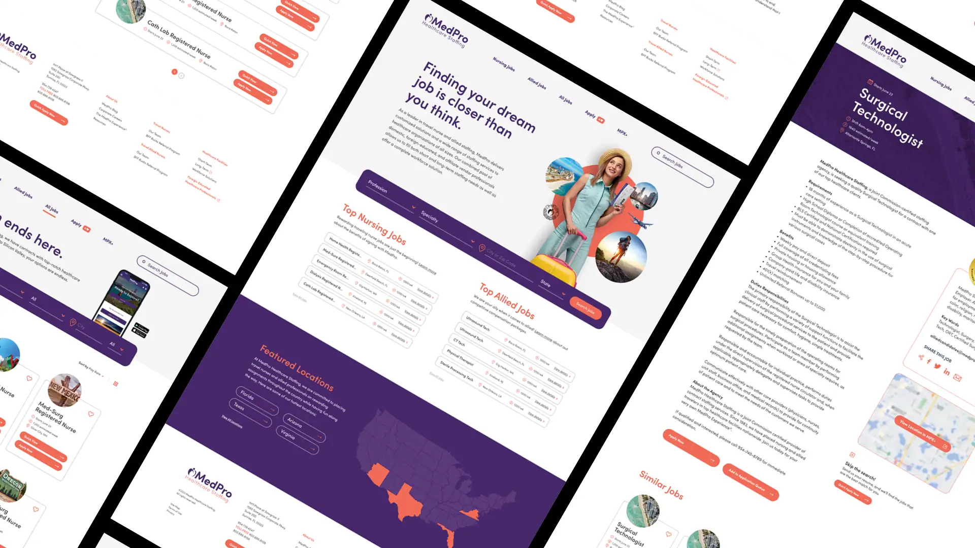Picture of mock up of a new website for MedPro Staffing