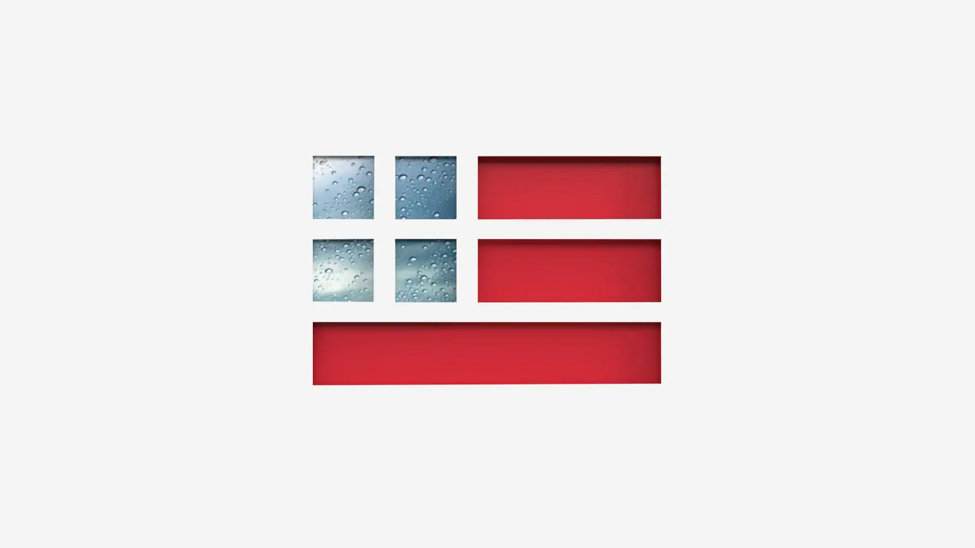 American Flag made out of window panes and red boxes and white spaces