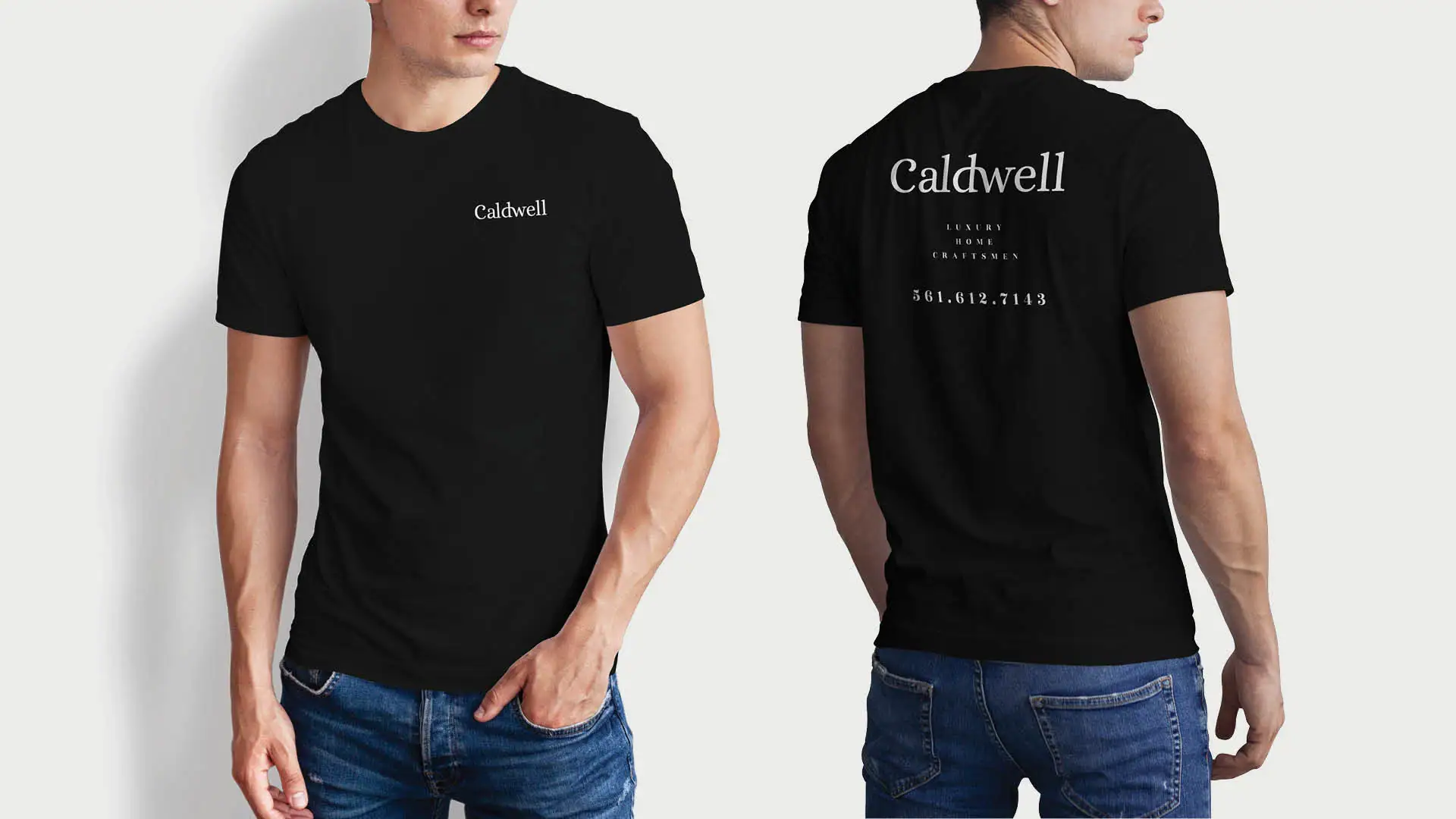 picture of a man wearing a black shirt with the new caldwell logo