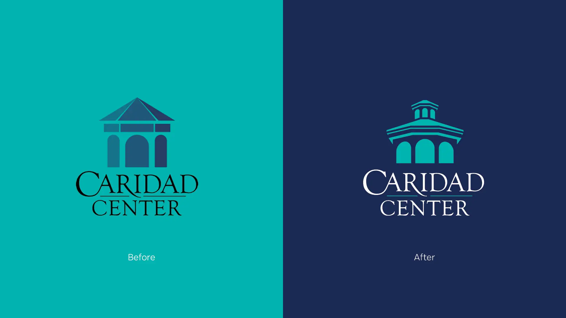 Before and After of Caridad Logo