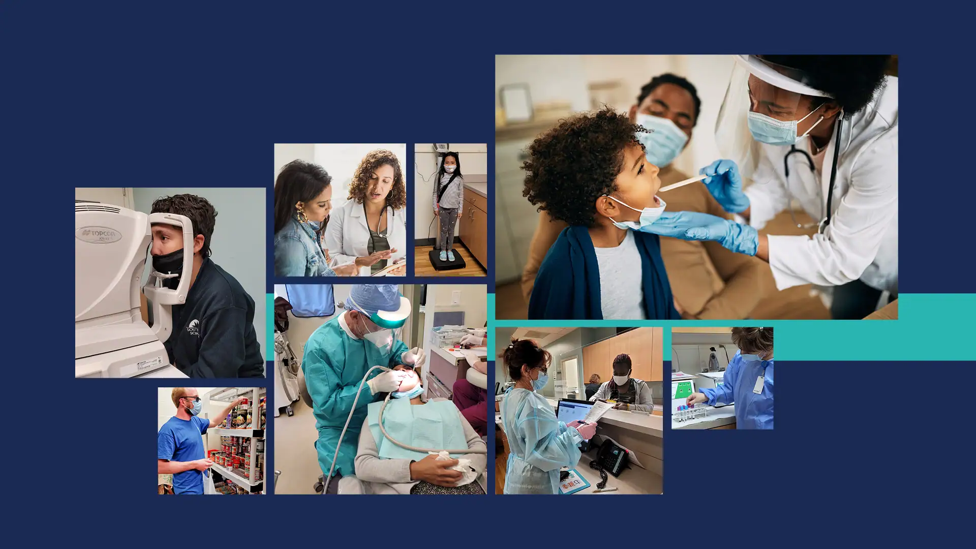 picture of doctors performing routine medical care on patients