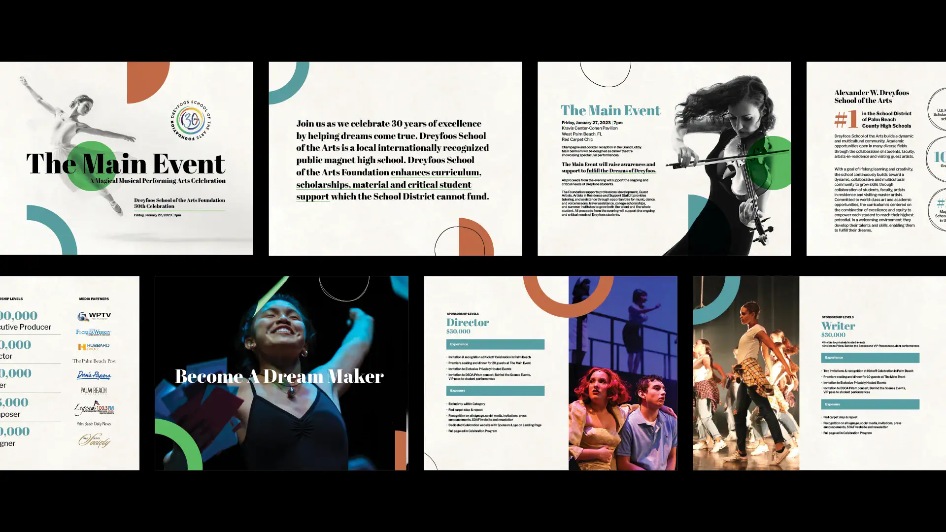 Dreyfoos School of the Arts Main Event poster with performers and event details.