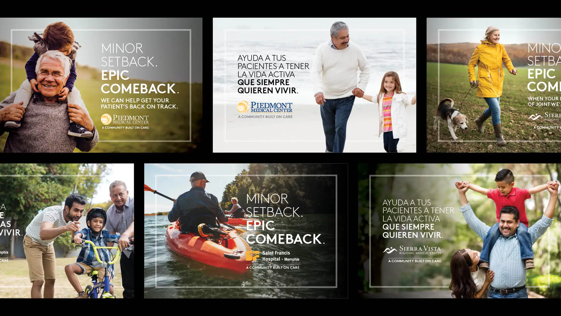 6 final print ads in both English and Spanish