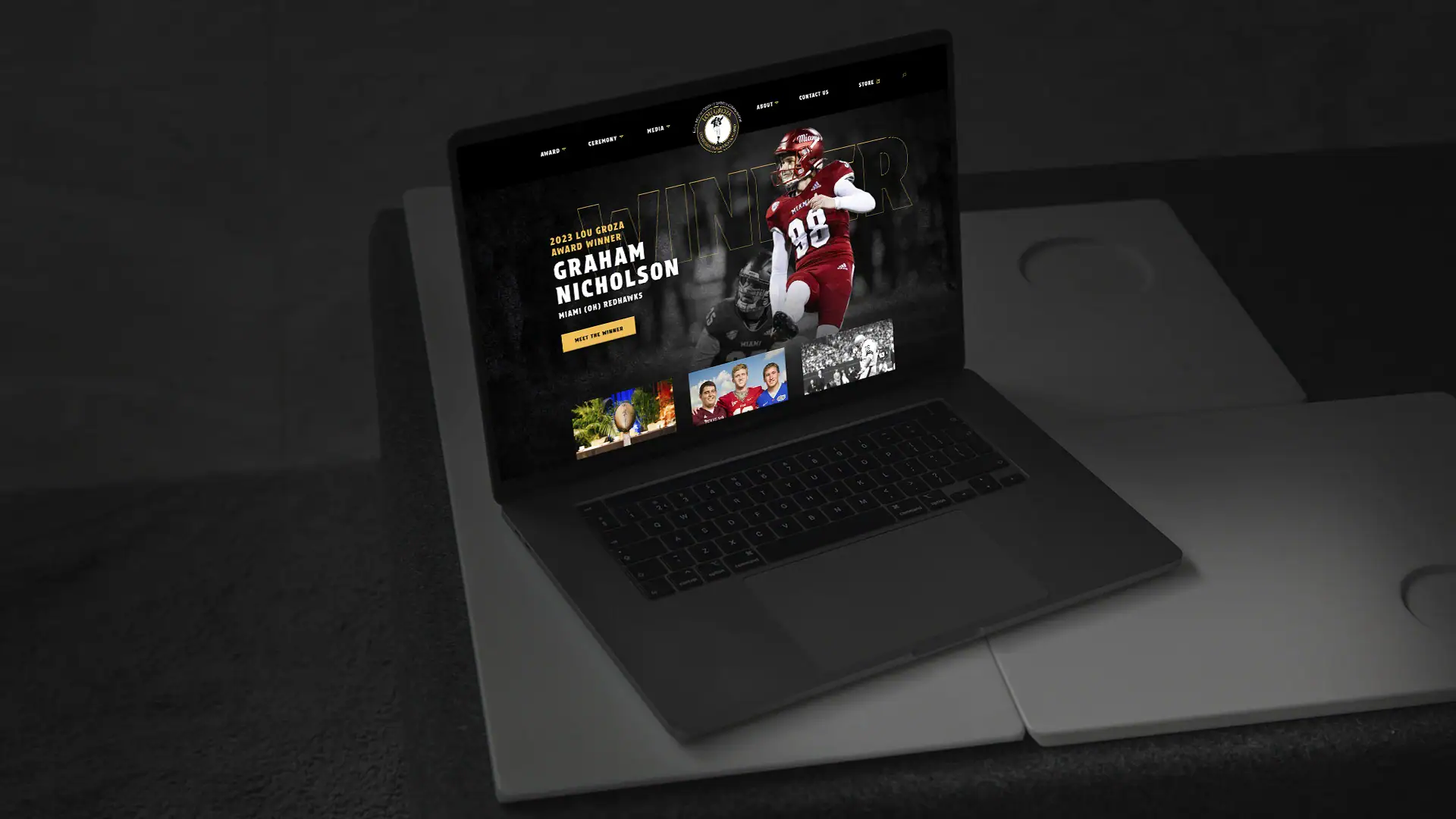 Lou Groza Website Mockup laptop view