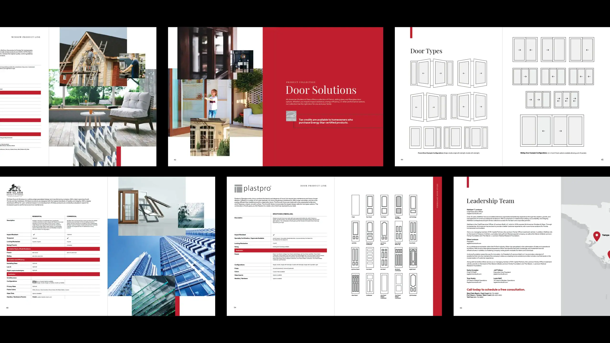 High-quality images of different door styles, configurations, and architectural applications.