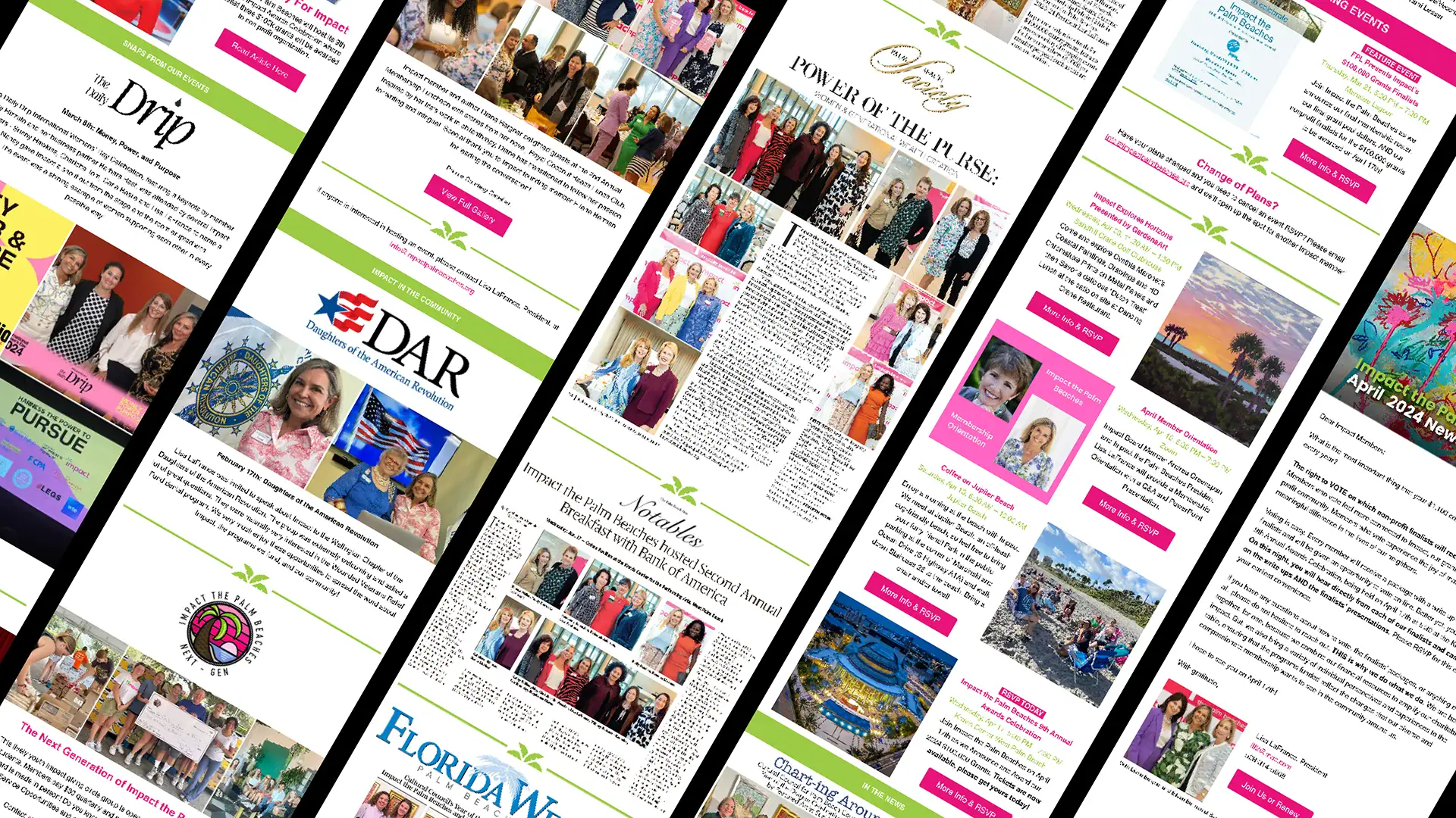 Eblast mockup of project for Impact The Palm Beaches.