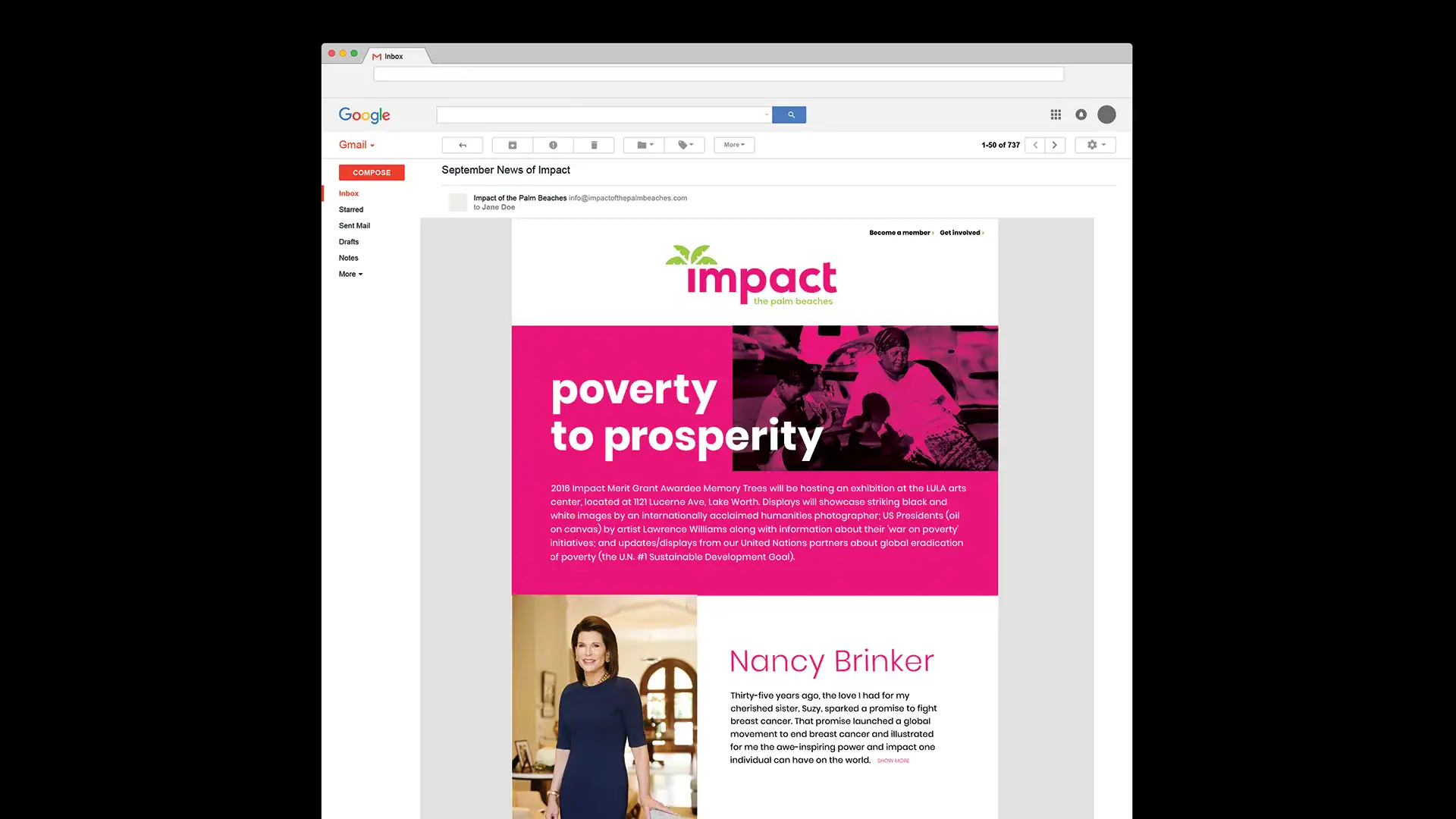 Eblast mockup of project for Impact The Palm Beaches.